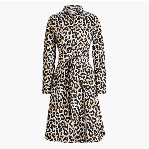 J. Crew Factory Leopard Tie-Waist Shirtdress in Cotton Poplin 8 - Picture 2 of 13